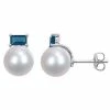 Stella Grace 10k White Gold Freshwater Cultured Pearl & Blue Topaz Stud Earrings
