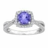 Stella Grace 14k White Gold Tanzanite & 1/2 Carat T.W. Diamond Halo Crossover Engagement Ring