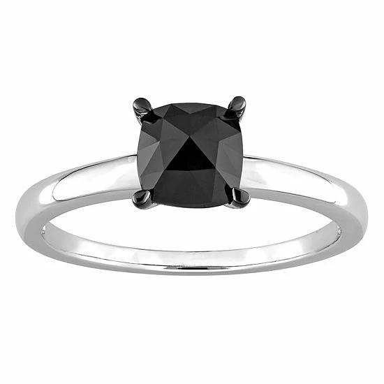 Stella Grace 10k White Gold 1 Carat T.W. Black Diamond Solitaire Ring 1 Stella Grace 10k White Gold 1 Carat T.W. Black Diamond Solitaire Ring