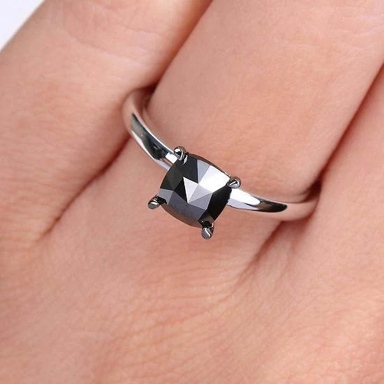 Stella Grace 10k White Gold 1 Carat T.W. Black Diamond Solitaire Ring 8 Stella Grace 10k White Gold 1 Carat T.W. Black Diamond Solitaire Ring - Image 8