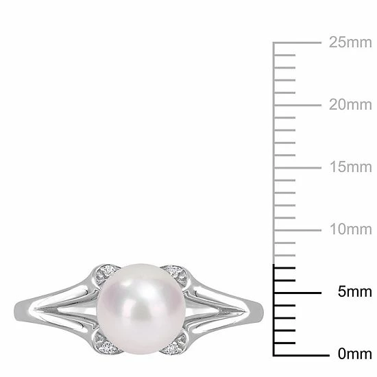 Stella Grace Sterling Silver Freshwater Cultured Pearl & Lab-Created White Sapphire Split-Shank Ring 7 Stella Grace Sterling Silver Freshwater Cultured Pearl & Lab-Created White Sapphire Split-Shank Ring - Image 7