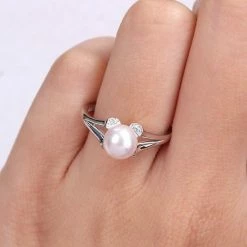 Stella Grace Sterling Silver Freshwater Cultured Pearl & Lab-Created White Sapphire Split-Shank Ring 17 Stella Grace Sterling Silver Freshwater Cultured Pearl & Lab-Created White Sapphire Split-Shank Ring -Stella Grace Sales unnamed file 7016
