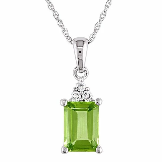 Stella Grace 10k White Gold Peridot & Diamond Accent Pendant Necklace 1 Stella Grace 10k White Gold Peridot & Diamond Accent Pendant Necklace