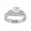 Stella Grace 10k White Gold Lab-Created White Sapphire & 1/6 Carat T.W. Diamond Engagement Ring Set