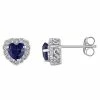Stella Grace 10k White Gold 1/10 Carat T.W. Diamond & Lab-Created Sapphire Heart Stud Earrings