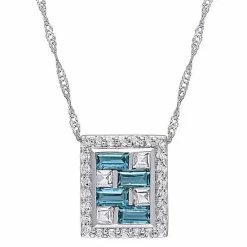 Stella Grace 10k White Gold Blue & White Topaz Geometric Pendant Necklace