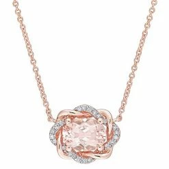 Stella Grace 10k Rose Gold Morganite & 1/10 Carat T.W. Diamond Halo Necklace