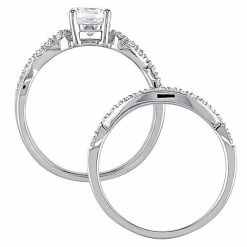 Stella Grace 10k White Gold Lab-Created White Sapphire & 1/6 Carat T.W. Diamond Engagement Ring Set -Stella Grace Sales unnamed file 704