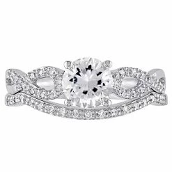 Stella Grace 10k White Gold Lab-Created White Sapphire & 1/6 Carat T.W. Diamond Engagement Ring Set -Stella Grace Sales unnamed file 705