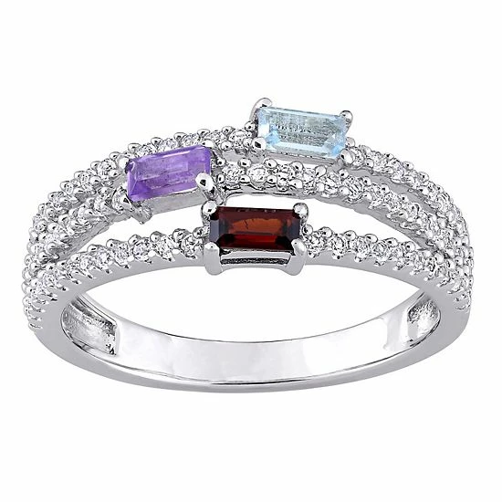 Stella Grace Sterling Silver Multi-Gemstone Split-Shank Ring 1 Stella Grace Sterling Silver Multi-Gemstone Split-Shank Ring