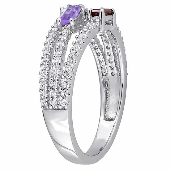 Stella Grace Sterling Silver Multi-Gemstone Split-Shank Ring 2 Stella Grace Sterling Silver Multi-Gemstone Split-Shank Ring - Image 2