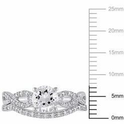 Stella Grace 10k White Gold Lab-Created White Sapphire & 1/6 Carat T.W. Diamond Engagement Ring Set -Stella Grace Sales unnamed file 706
