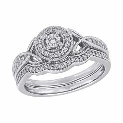 Stella Grace Sterling Sliver 1/3 Ct. T.W. Diamond Engagement Ring Set