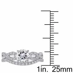 Stella Grace 10k White Gold Lab-Created White Sapphire & 1/6 Carat T.W. Diamond Engagement Ring Set -Stella Grace Sales unnamed file 707