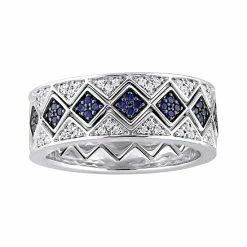 Stella Grace Sterling Silver Lab-Created Blue & White Sapphire Stack Ring Set