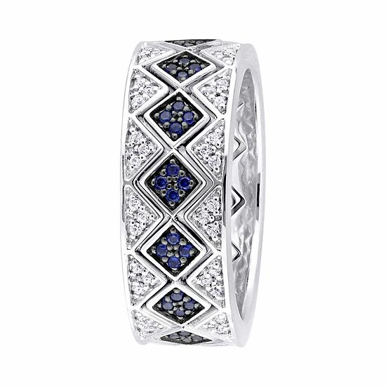 Stella Grace Sterling Silver Lab-Created Blue & White Sapphire Stack Ring Set 2 Stella Grace Sterling Silver Lab-Created Blue & White Sapphire Stack Ring Set - Image 2