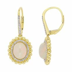 Stella Grace 14K Gold 1/4ct Diamond & Ethiopian Opal Leverback Earrings Yellow