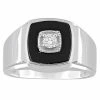 Stella Grace Men's Sterling Silver Square Black Onyx & 1/6 Carat T.W. Diamond Ring