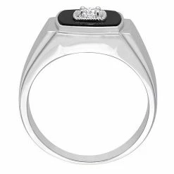 Stella Grace Men's Sterling Silver Square Black Onyx & 1/6 Carat T.W. Diamond Ring -Stella Grace Sales unnamed file 7127