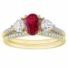 Stella Grace 10k Gold Lab-Created Ruby, Lab-Created White Sapphire & 1/10 Carat T.W. Diamond Engagement Ring Set