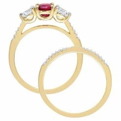 Stella Grace 10k Gold Lab-Created Ruby, Lab-Created White Sapphire & 1/10 Carat T.W. Diamond Engagement Ring Set 5 Stella Grace 10k Gold Lab-Created Ruby, Lab-Created White Sapphire & 1/10 Carat T.W. Diamond Engagement Ring Set -Stella Grace Sales unnamed file 7139
