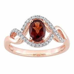 Stella Grace 10k Rose Gold Garnet & 1/6 Carat T.W. Diamond Halo Engagement Ring