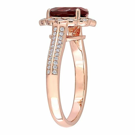 Stella Grace 14k Rose Gold Garnet & 1/6 Carat T.W. Diamond Vintage Halo Engagement Ring 2 Stella Grace 14k Rose Gold Garnet & 1/6 Carat T.W. Diamond Vintage Halo Engagement Ring - Image 2