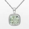 Stella Grace 10k White Gold Green Quartz And 1/10-ct. T.W. Diamond Halo Pendant