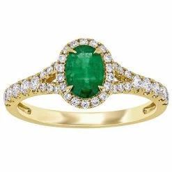 Stella Grace 14k Gold Emerald & 3/8 Carat T.W. Diamond Oval Halo Ring