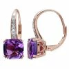 Stella Grace 10k Rose Gold Amethyst & Diamond Accent Leverback Earrings