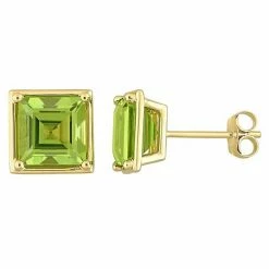 Stella Grace 14k Gold Square Peridot Stud Earrings