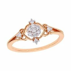 Stella Grace 10k Rose Gold 1/6 Carat Diamond Cluster Ring