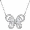 Stella Grace Sterling Silver 1 3/4 Carat T.W. Lab-Created Moissanite Butterfly Necklace