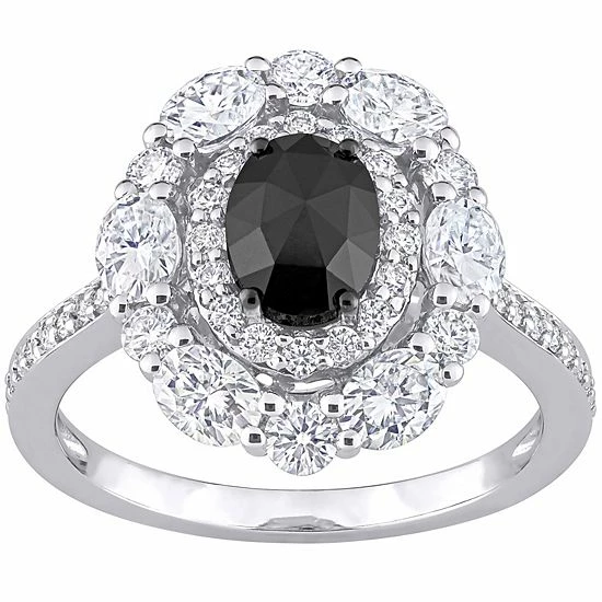 Stella Grace 10k White Gold 3/4 Carat T.W. Oval Black Diamond & 1 3/4 Carat T.W. Lab-Created Moissanite Engagement Ring 1 Stella Grace 10k White Gold 3/4 Carat T.W. Oval Black Diamond & 1 3/4 Carat T.W. Lab-Created Moissanite Engagement Ring