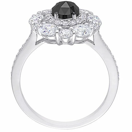 Stella Grace 10k White Gold 3/4 Carat T.W. Oval Black Diamond & 1 3/4 Carat T.W. Lab-Created Moissanite Engagement Ring 3 Stella Grace 10k White Gold 3/4 Carat T.W. Oval Black Diamond & 1 3/4 Carat T.W. Lab-Created Moissanite Engagement Ring - Image 3