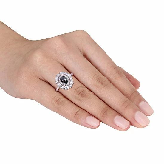Stella Grace 10k White Gold 3/4 Carat T.W. Oval Black Diamond & 1 3/4 Carat T.W. Lab-Created Moissanite Engagement Ring 4 Stella Grace 10k White Gold 3/4 Carat T.W. Oval Black Diamond & 1 3/4 Carat T.W. Lab-Created Moissanite Engagement Ring - Image 4