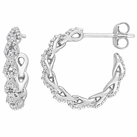 Stella Grace 10k White Gold 1/3 Carat T.W. Diamond Hoop Link Earrings 1 Stella Grace 10k White Gold 1/3 Carat T.W. Diamond Hoop Link Earrings