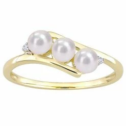 Stella Grace 10k Gold Freshwater Cultured Pearl & Diamond Accent Bypass Ring