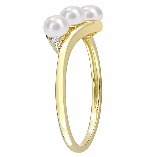 Stella Grace 10k Gold Freshwater Cultured Pearl & Diamond Accent Bypass Ring 2 Stella Grace 10k Gold Freshwater Cultured Pearl & Diamond Accent Bypass Ring - Image 2
