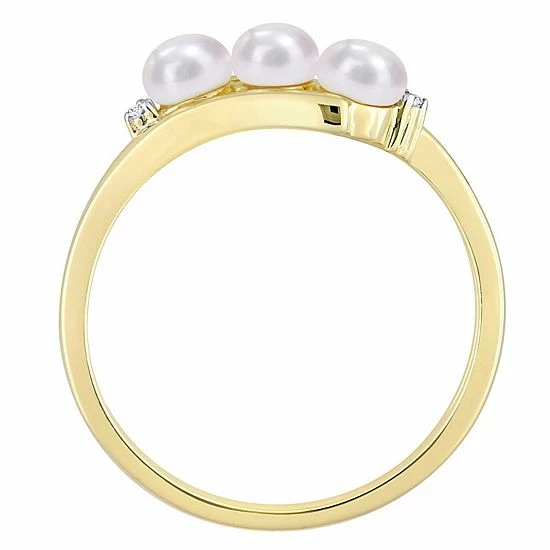 Stella Grace 10k Gold Freshwater Cultured Pearl & Diamond Accent Bypass Ring 3 Stella Grace 10k Gold Freshwater Cultured Pearl & Diamond Accent Bypass Ring - Image 3
