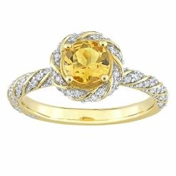 Stella Grace 14k Gold Citrine & 1/4 Carat T.W. Diamond Halo Vintage Ring
