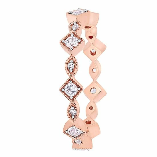 Stella Grace 10k Rose Gold Lab-Created White Sapphire Anniversary Ring 2 Stella Grace 10k Rose Gold Lab-Created White Sapphire Anniversary Ring - Image 2