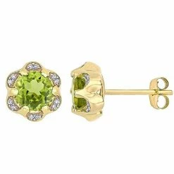 Stella Grace 14K Gold Peridot & Diamond Accent Stud Earrings