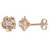Stella Grace 10k Rose Gold Over Silver Lab-Created White Sapphire Flower Earrings