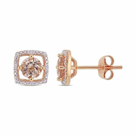 Stella Grace 10k Rose Gold Morganite & Diamond Accent Frame Earrings 1 Stella Grace 10k Rose Gold Morganite & Diamond Accent Frame Earrings