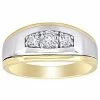 Stella Grace Men's 10k Gold Two Tone Lab-Created White Sapphire 3-Stone Ring
