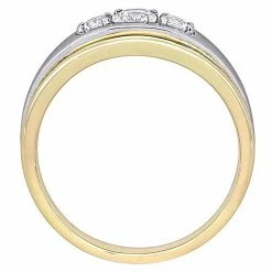Stella Grace Men's 10k Gold Two Tone Lab-Created White Sapphire 3-Stone Ring 6 Stella Grace Men's 10k Gold Two Tone Lab-Created White Sapphire 3-Stone Ring -Stella Grace Sales unnamed file 7296