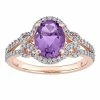 Stella Grace 14k Rose Gold Amethyst & 1/3 Carat T.W. Diamond Halo Split Shank Engagement Ring