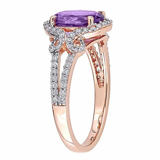 Stella Grace 14k Rose Gold Amethyst & 1/3 Carat T.W. Diamond Halo Split Shank Engagement Ring 2 Stella Grace 14k Rose Gold Amethyst & 1/3 Carat T.W. Diamond Halo Split Shank Engagement Ring - Image 2