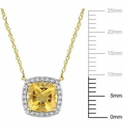 Stella Grace 10k Gold Citrine & 1/8 Carat T.W. Diamond Cushion Halo Necklace -Stella Grace Sales unnamed file 7321